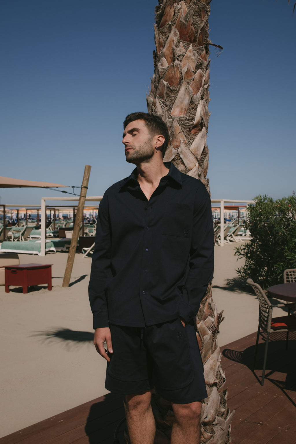 CAMICIA  OVER PUNTO MILANO BLU NAVY