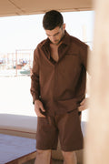 CAMICIA OVER PUNTO MILANO MARRONE