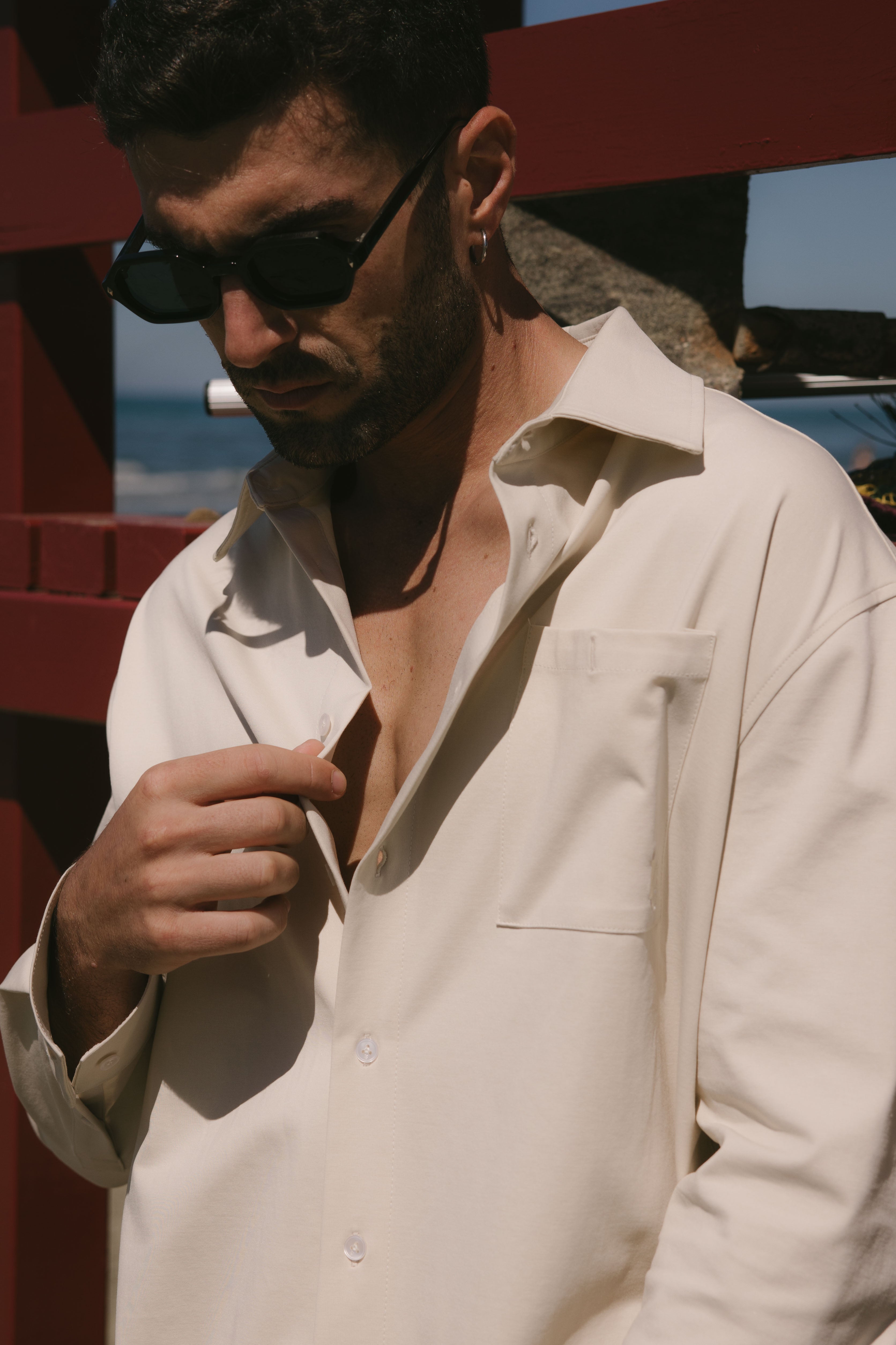 CAMICIA OVER PUNTO MILANO BEIGE