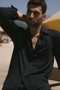 CAMICIA VISCOSA  BLU NAVY