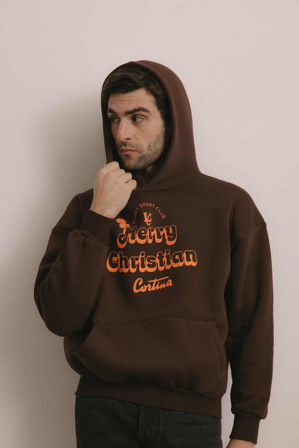 Felpa Cappuccio "Merry Christian" Fondente - Unisex