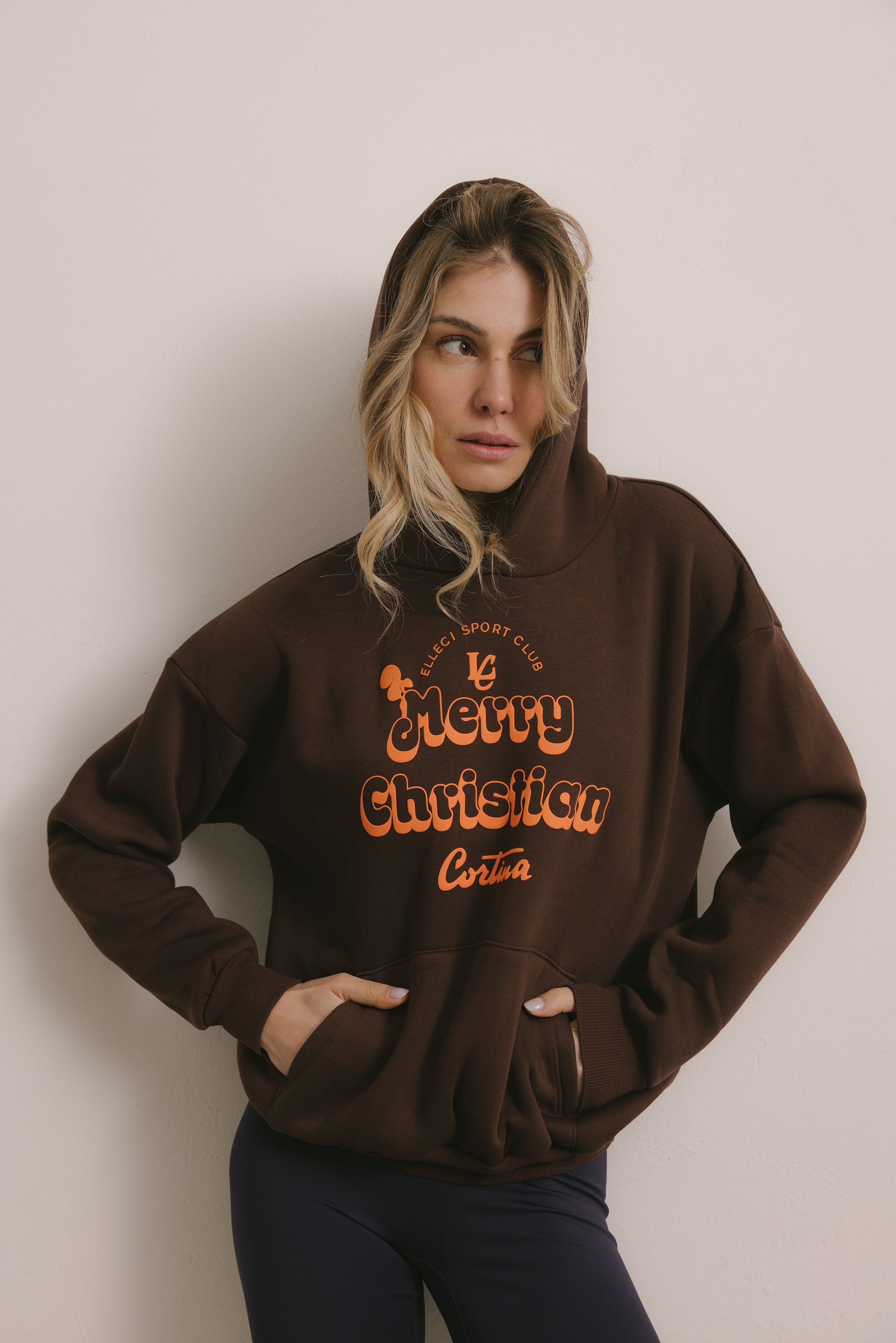Felpa Cappuccio "Merry Christian" Fondente - Unisex