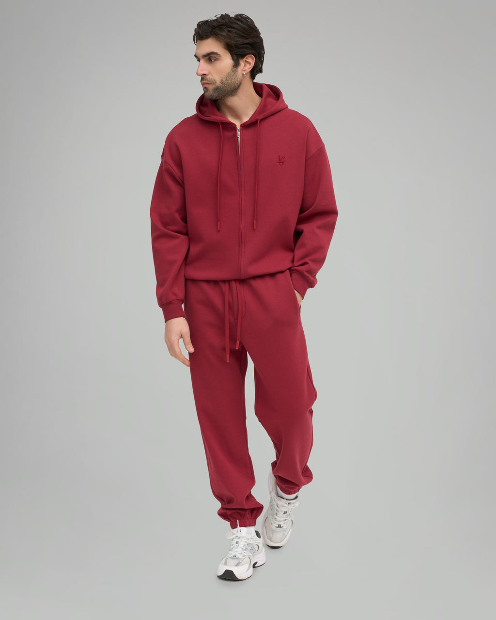 Felpa Cappuccio e Zip - Bordeaux