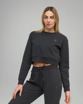 Felpa Crop Girocollo - Grigio Fumo