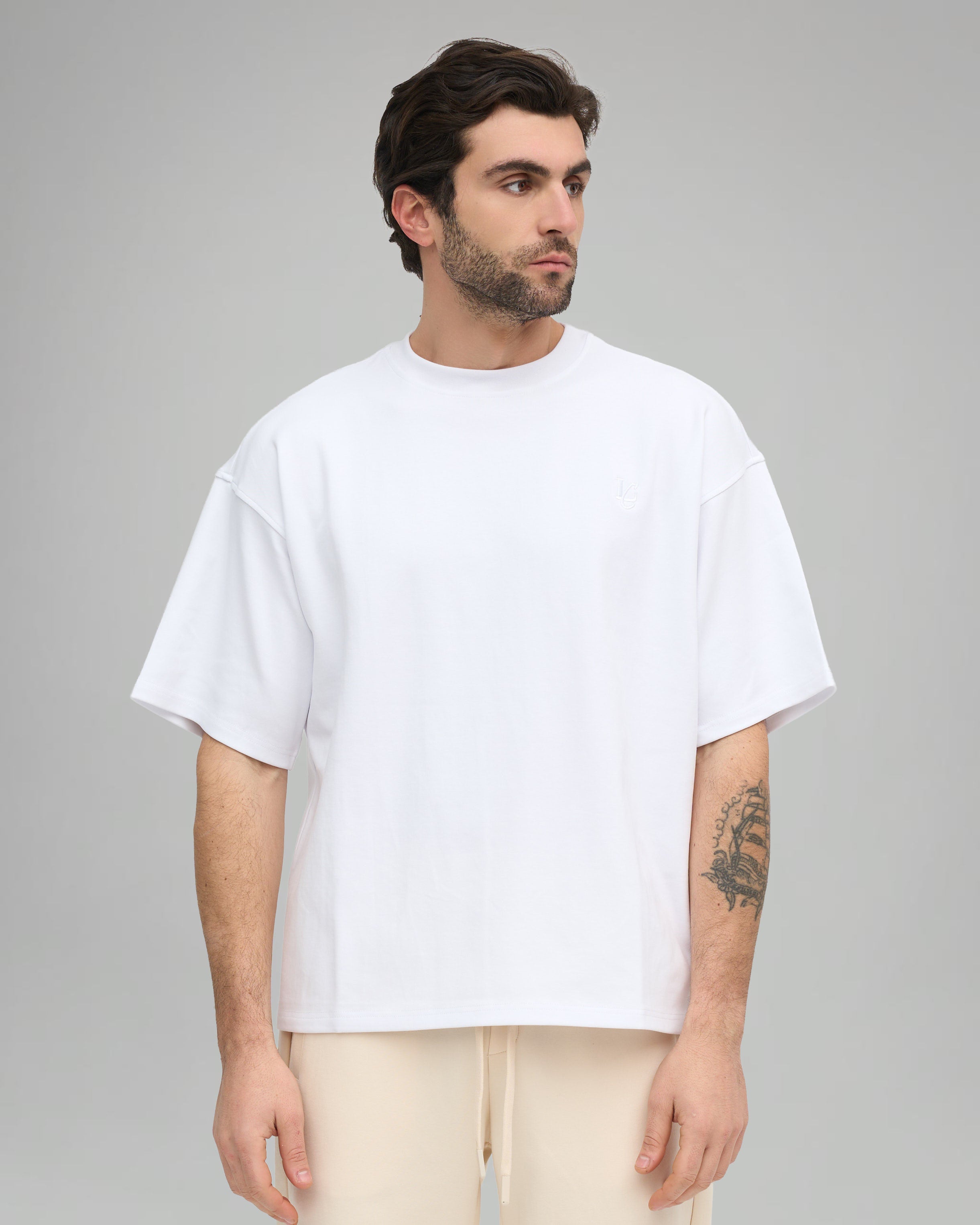 T-Shirt Over Strutturata - Bianco