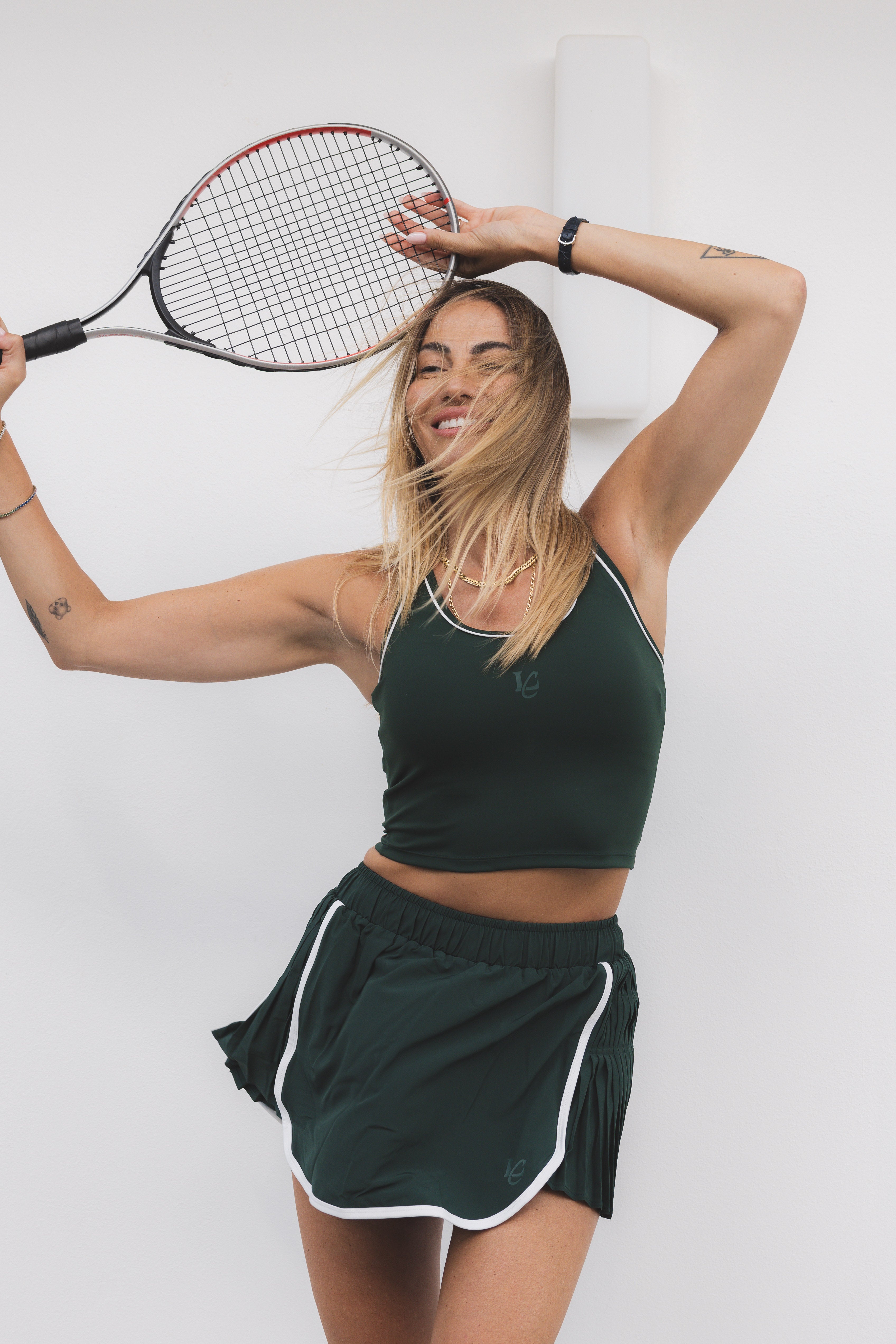 SKIRT TENNIS EVERGREEN/WHITE
