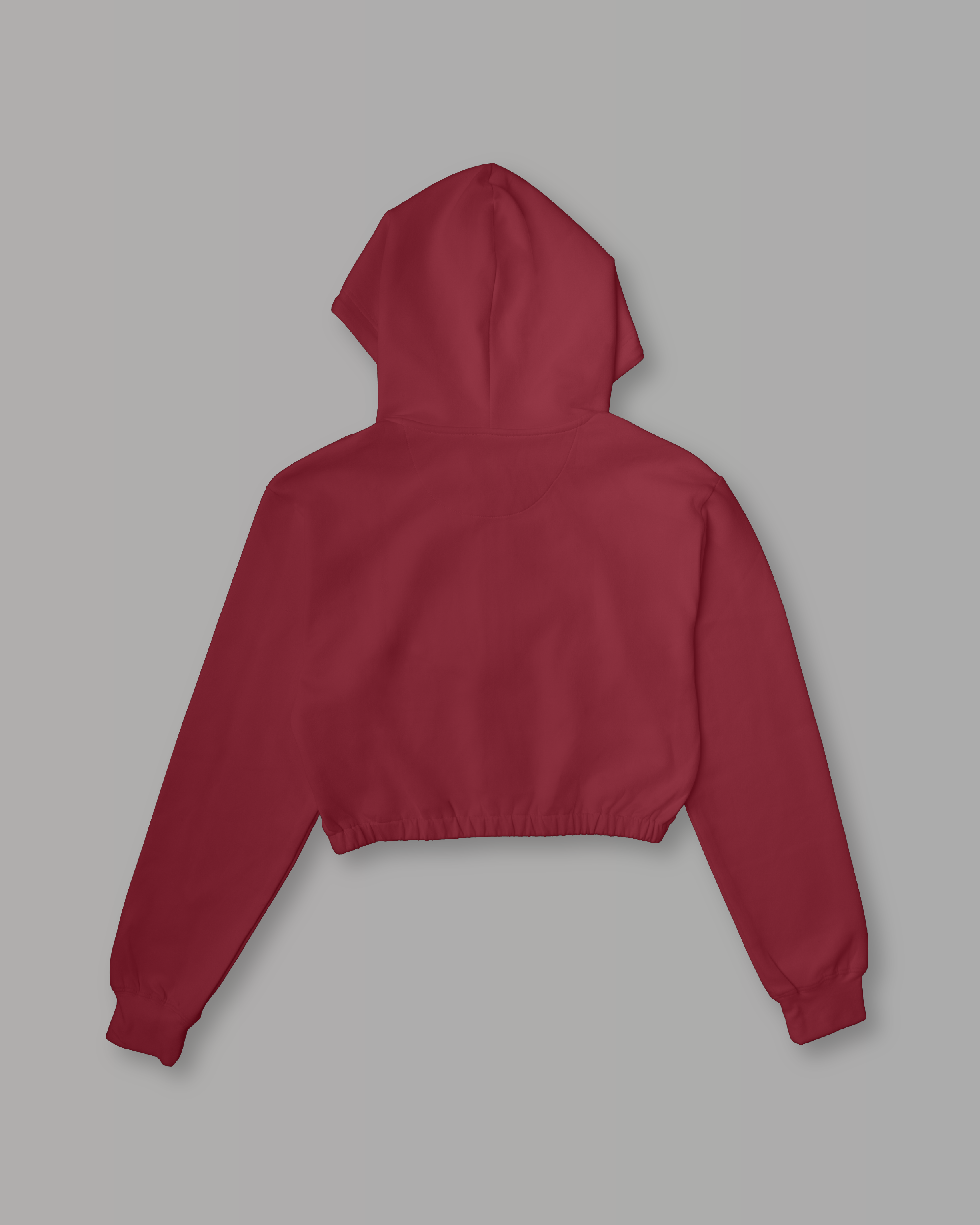 Felpa Crop con Cappuccio e Zip - Bordeaux