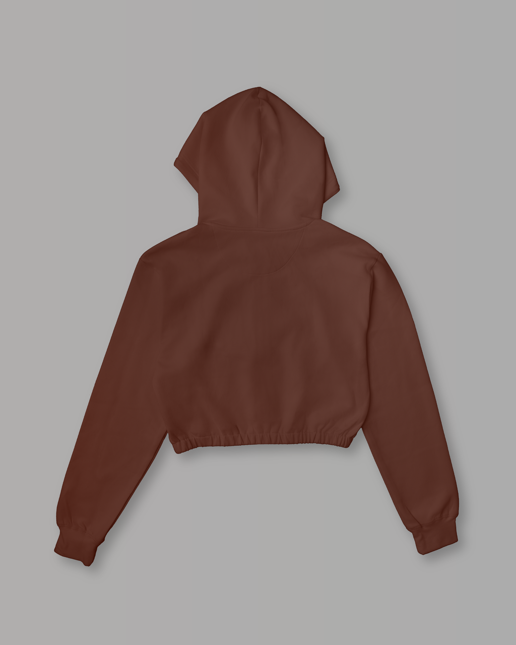 Felpa Crop con Cappuccio e Zip - Cioccolato
