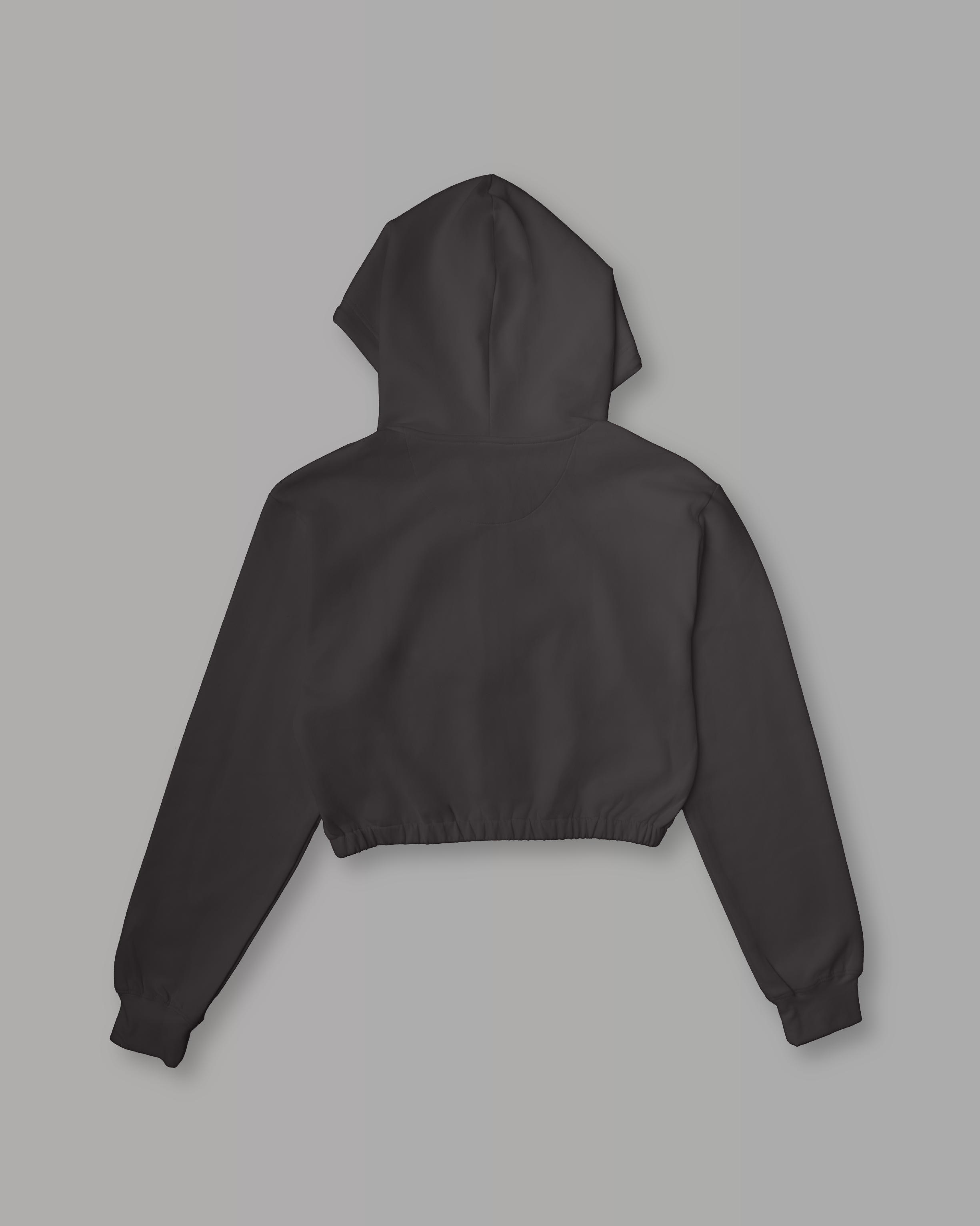 Felpa Crop con Cappuccio e Zip - Grigio Fumo