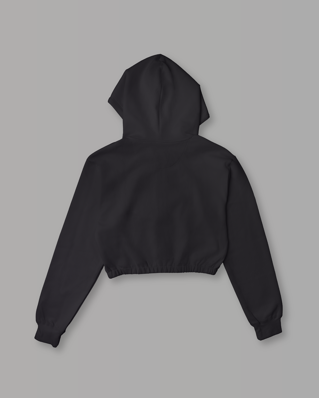 Felpa Crop con Cappuccio e Zip - Black