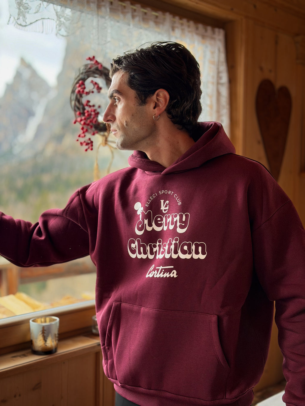 Felpa Cappuccio "Merry Christian" Burgundy - Unisex