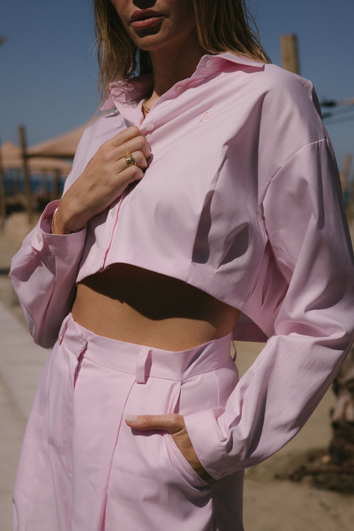 CAMICIA CROP ROSA