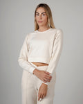 Felpa Crop Girocollo - Panna