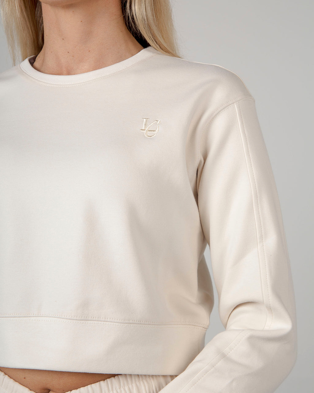 Felpa Crop Girocollo - Panna