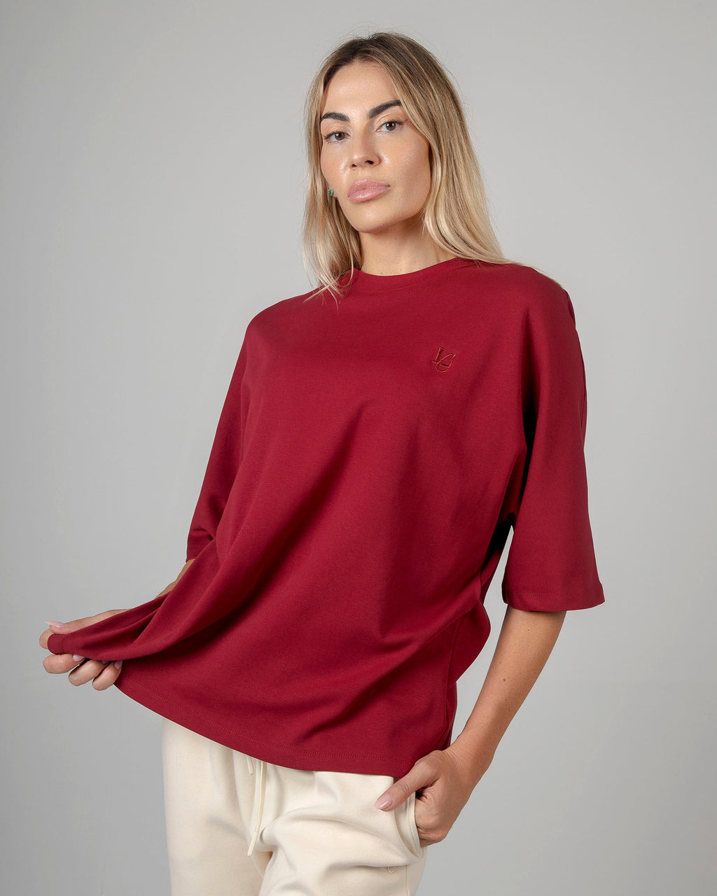 T-Shirt Over Strutturata - Bordeaux