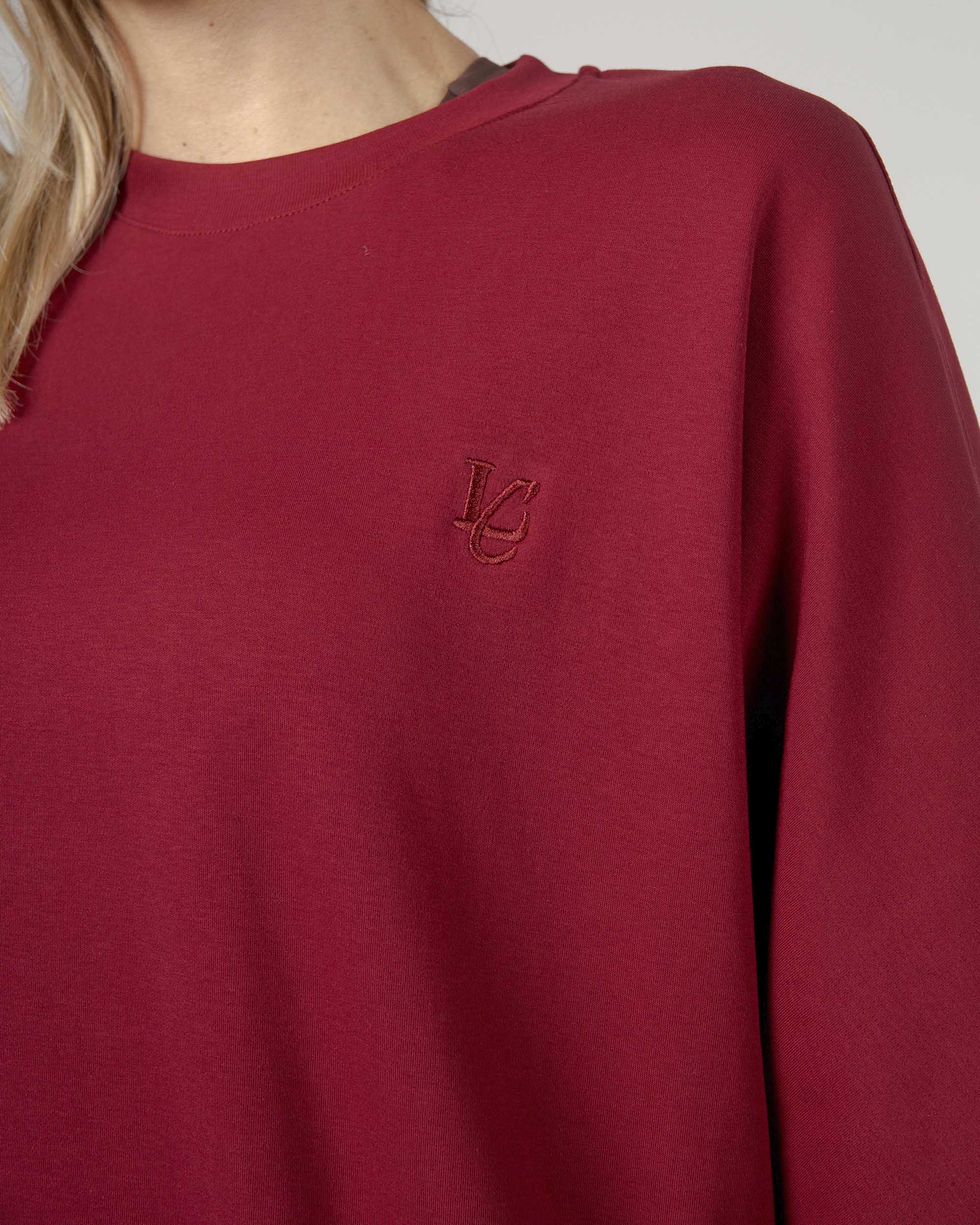 T-Shirt Over Strutturata - Bordeaux