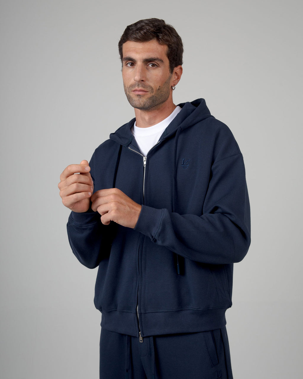 Felpa Cappuccio e Zip - Blu Notte