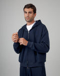 Felpa Cappuccio e Zip - Blu Notte