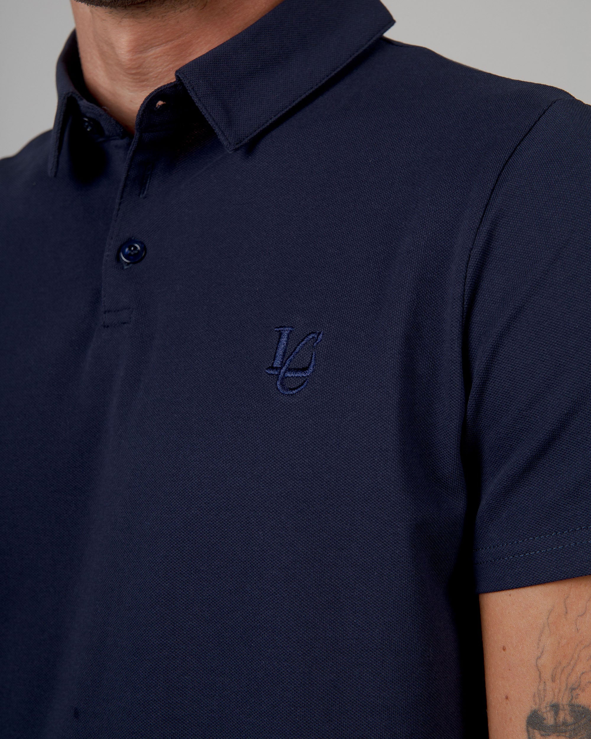 Polo Regular in Pique - Blu Navy