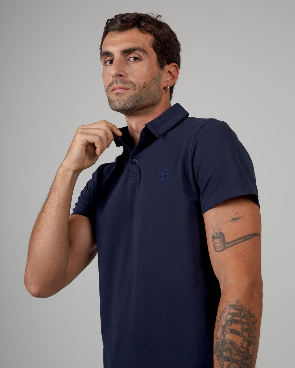 Polo Regular in Pique - Blu Navy