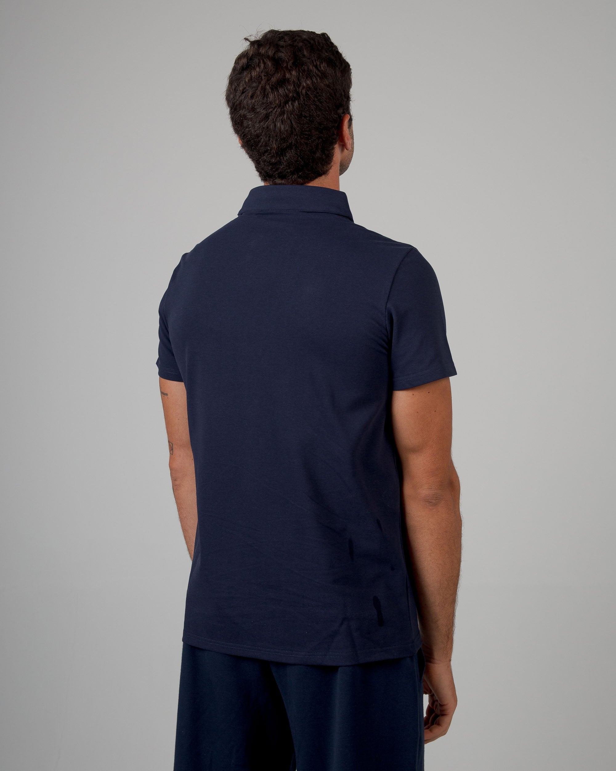 Polo Regular in Pique - Blu Navy