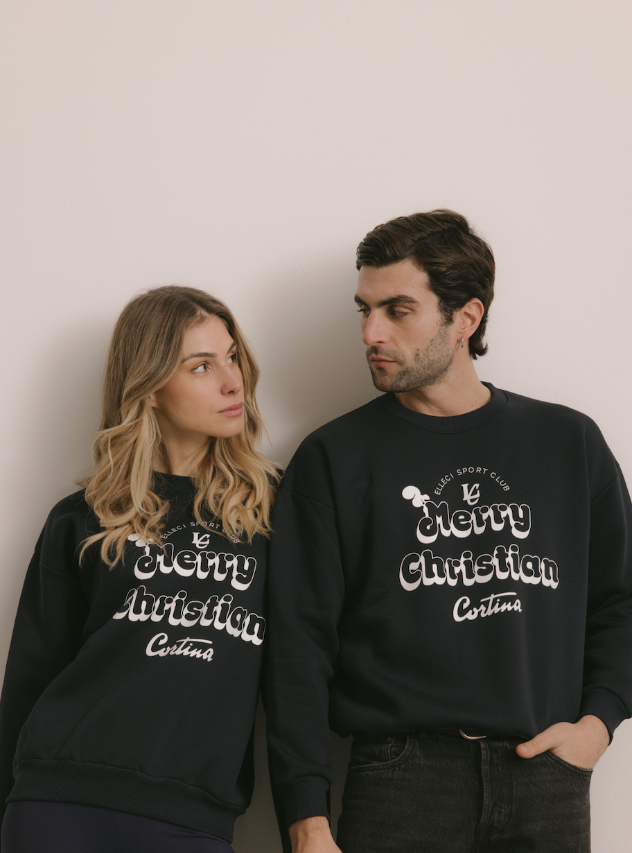 Felpa Girocollo "Merry Christian" Blu - Unisex