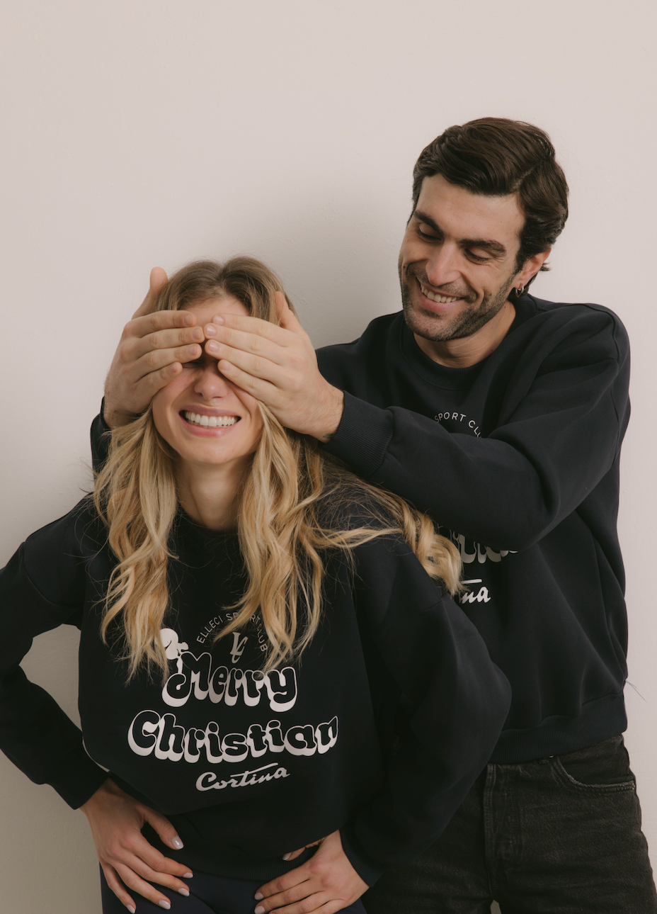 Felpa Girocollo "Merry Christian" Blu - Unisex