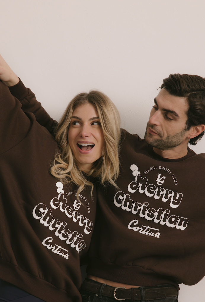 Felpa Girocollo "Merry Christian" Fondente - Unisex