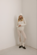 Maglione Girocollo a costa inglese 100% Cashmere Panna - Unisex