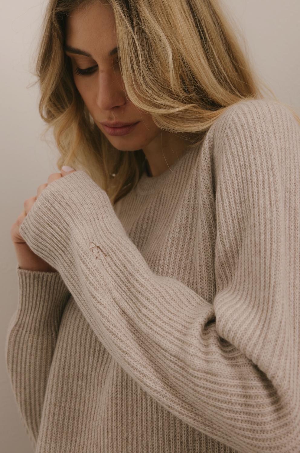 Maglione Girocollo a costa inglese 100% Cashmere Corda - Unisex