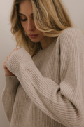 Maglione Girocollo a costa inglese 100% Cashmere Corda - Unisex