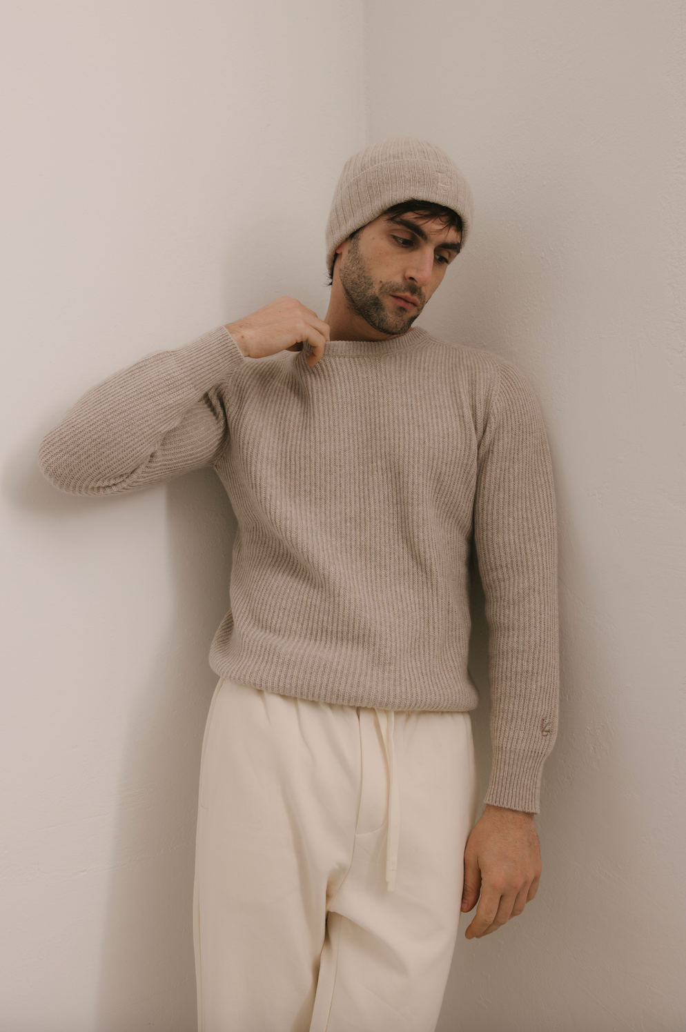 Maglione Girocollo a costa inglese 100% Cashmere Corda - Unisex