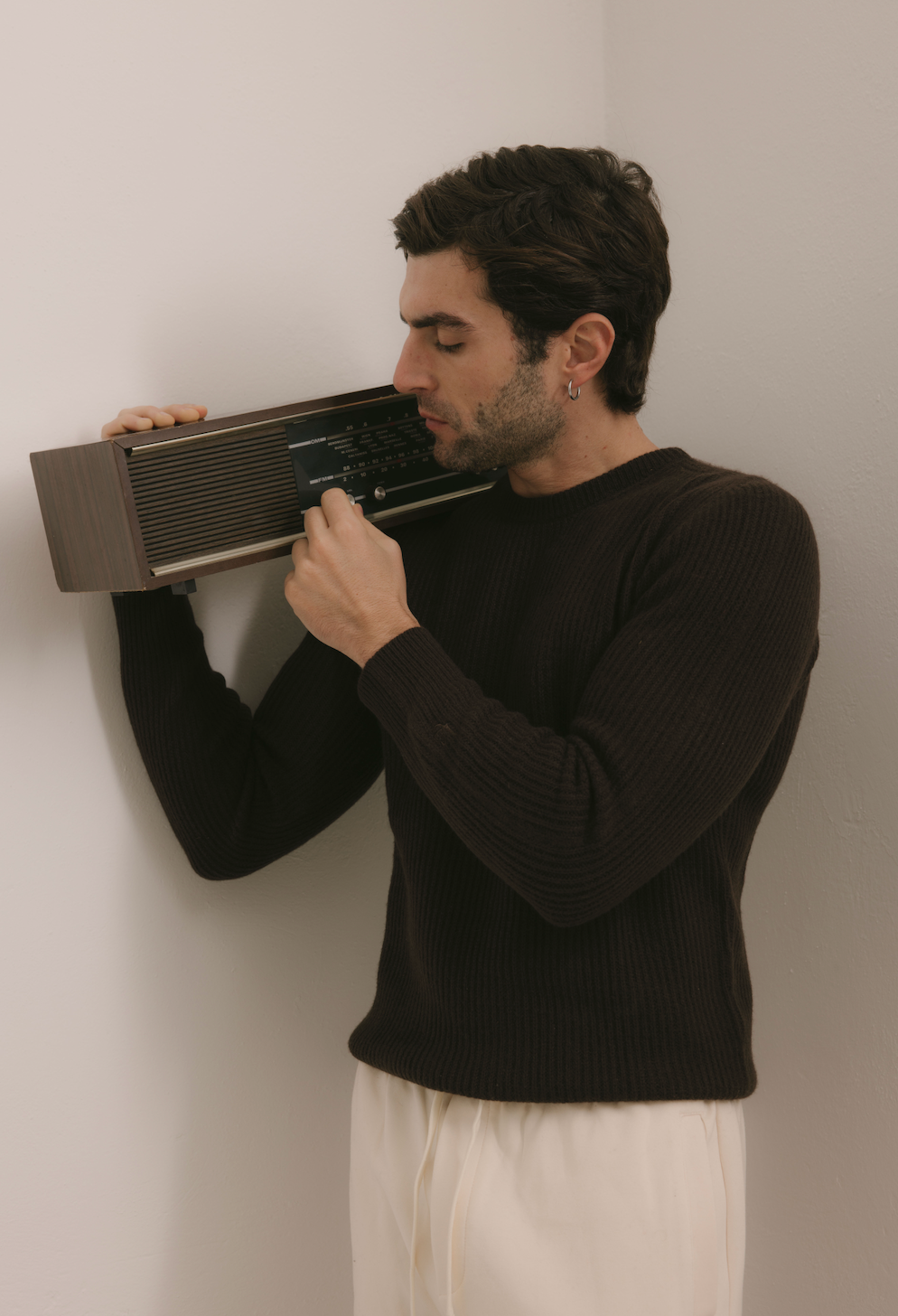 Maglione Girocollo a costa inglese 100% Cashmere Moro - Unisex