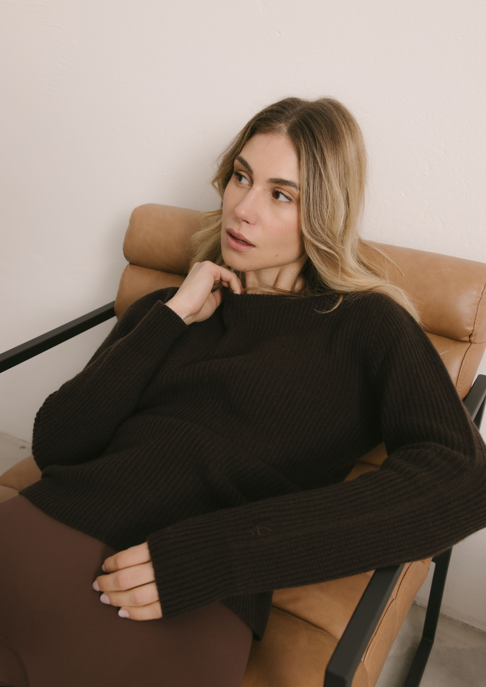 Maglione Girocollo a costa inglese 100% Cashmere Moro - Unisex