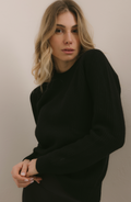 Maglione Girocollo a costa inglese 100% Cashmere Nero - Unisex
