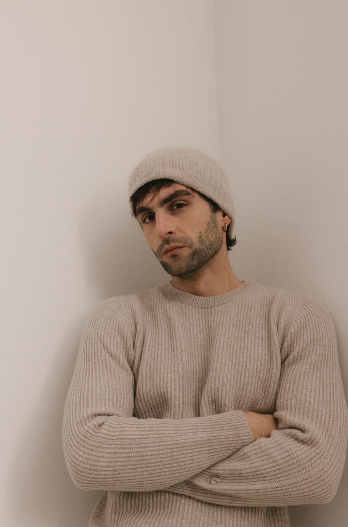 Cappellino a costa inglese 100% Cashmere Corda - Unisex