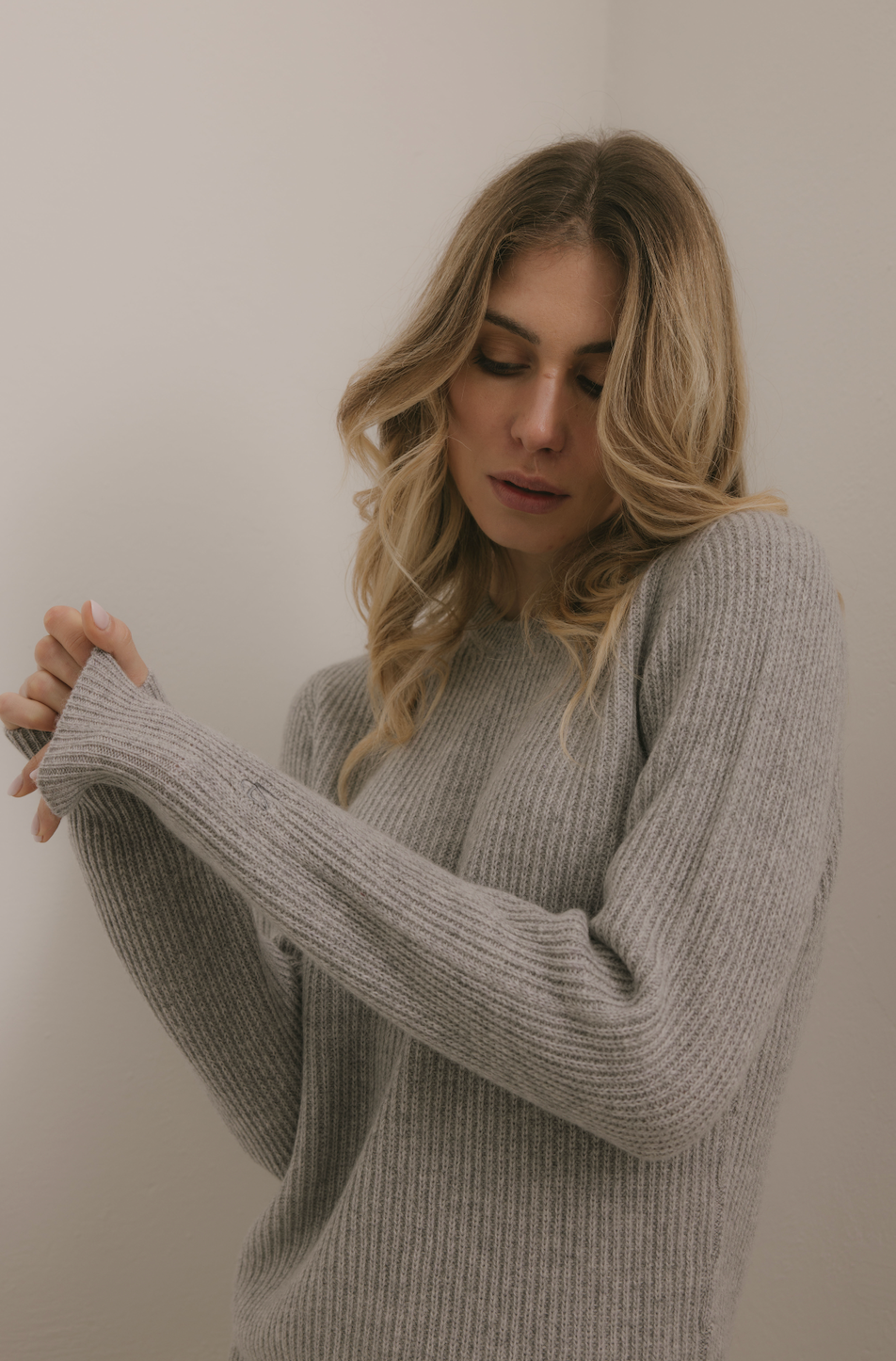 Maglione Girocollo a costa inglese 100% Cashmere Perla - Unisex