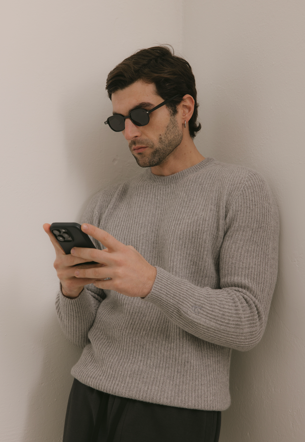 Maglione Girocollo a costa inglese 100% Cashmere Perla - Unisex