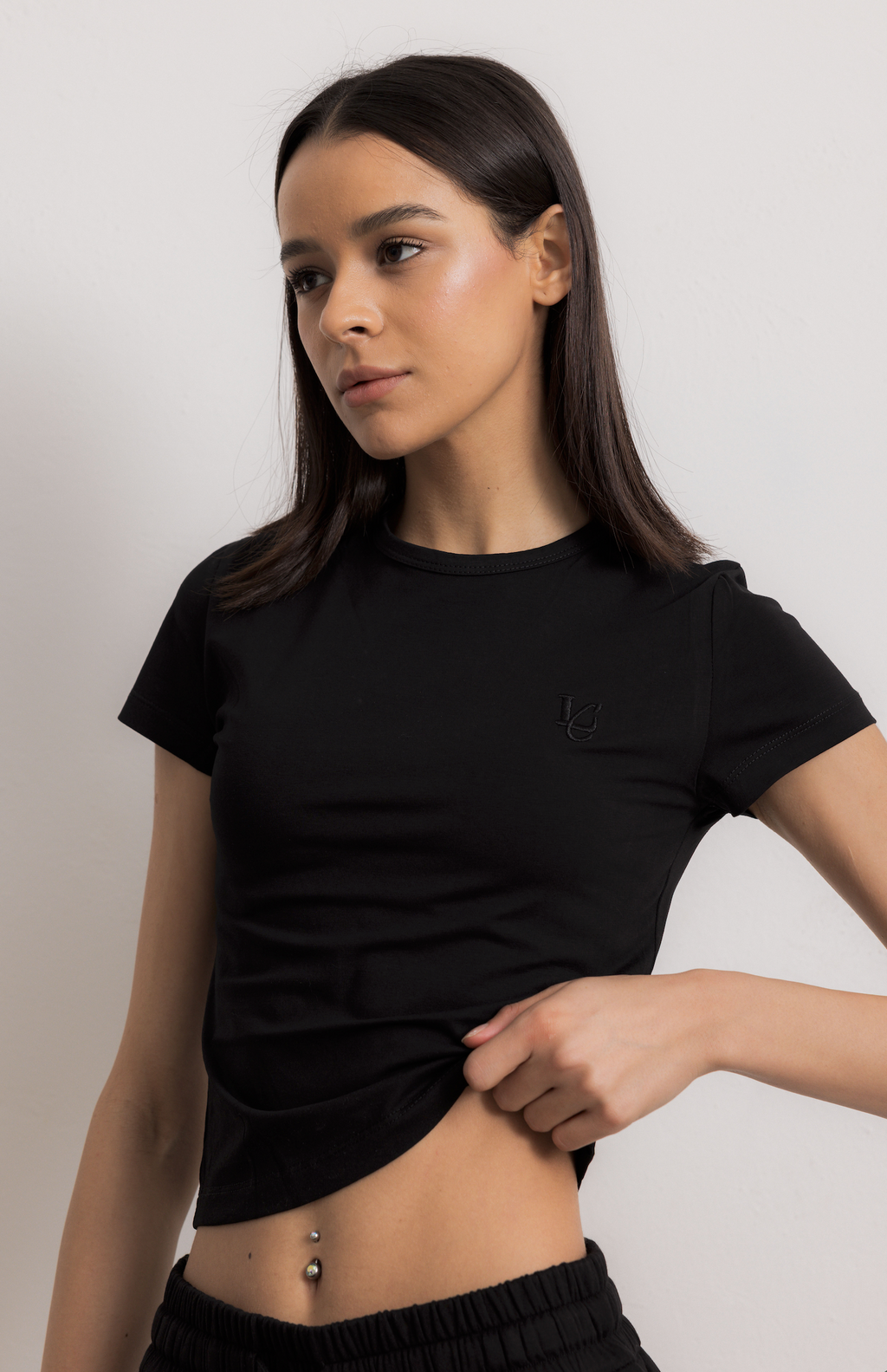 T-Shirt Top Crop - Black