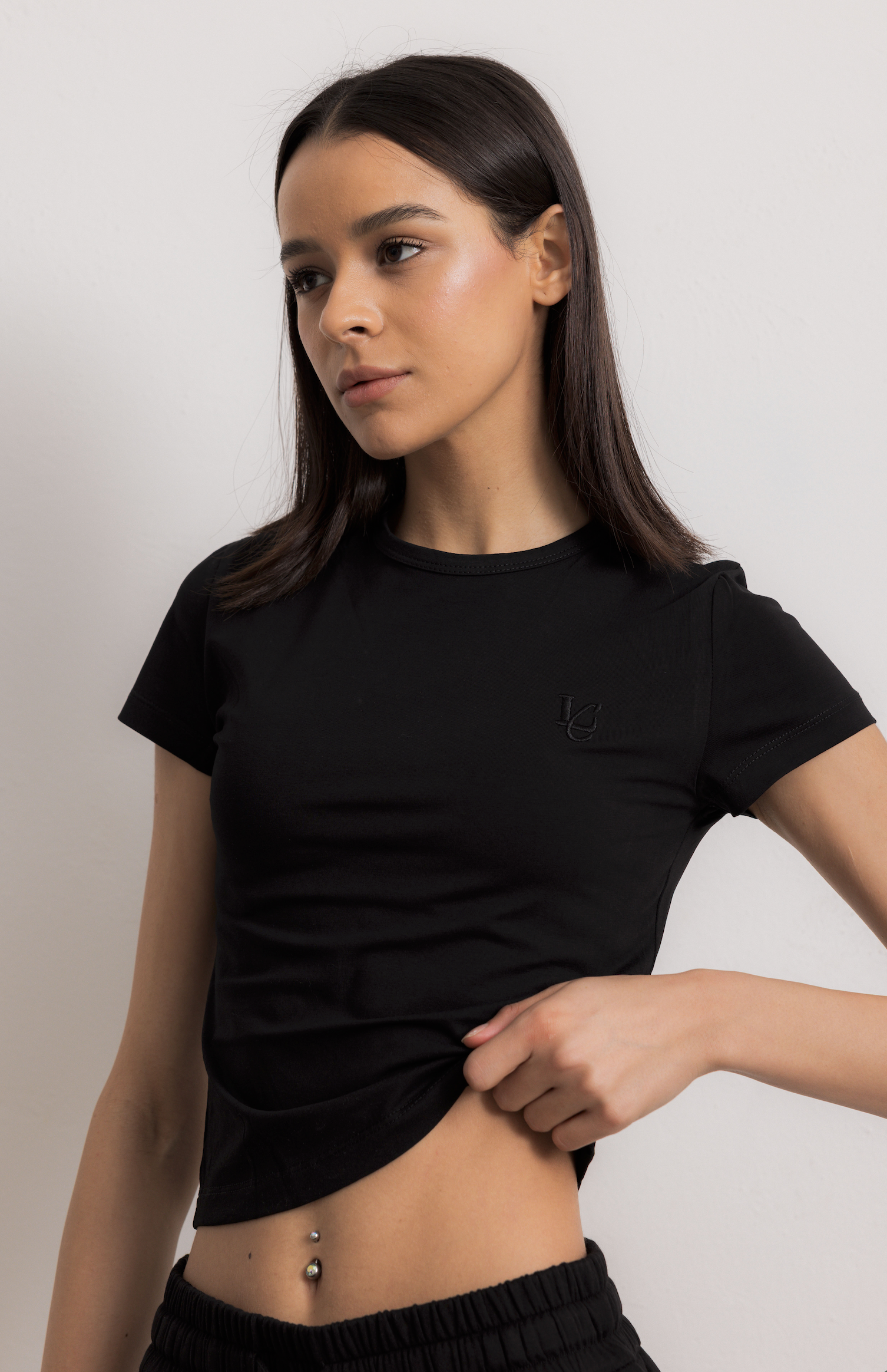 T-Shirt Top Crop - Black