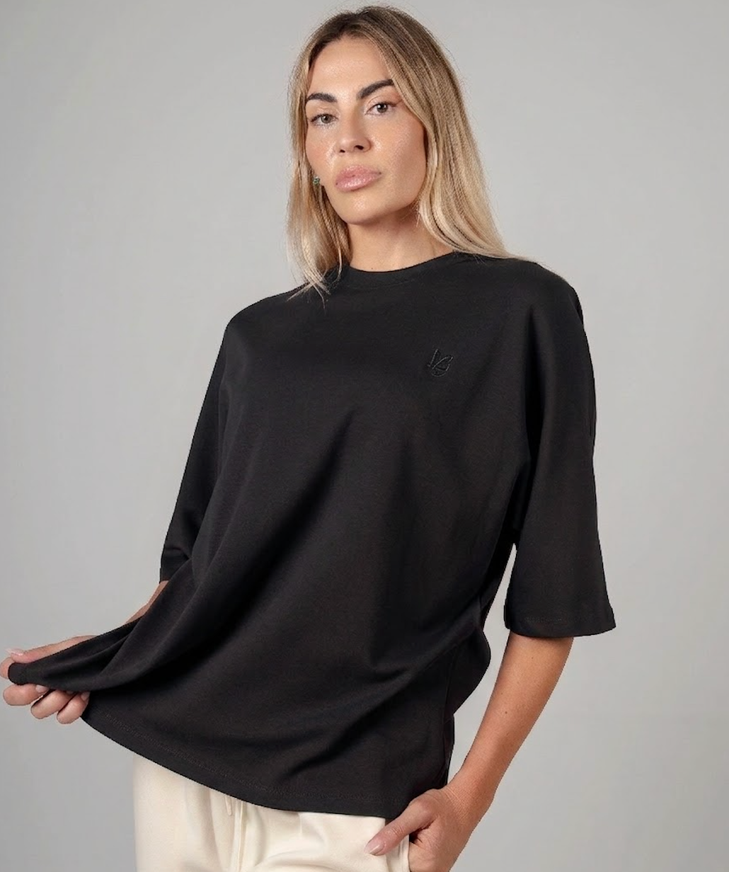 T-Shirt Over Strutturata - Black
