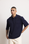 Polo Over Strutturata - Blu Navy