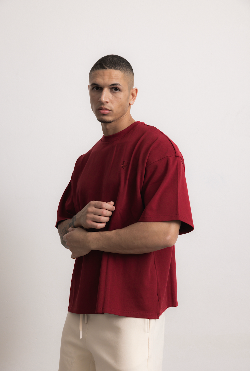 T-Shirt Over Strutturata - Bordeaux