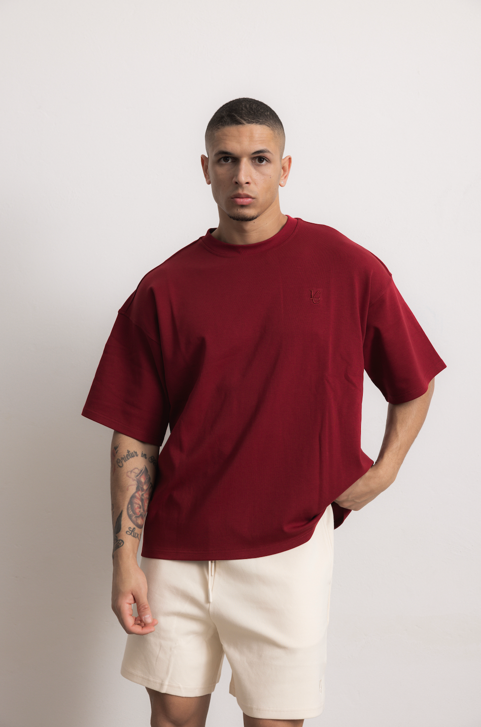 T-Shirt Over Strutturata - Bordeaux