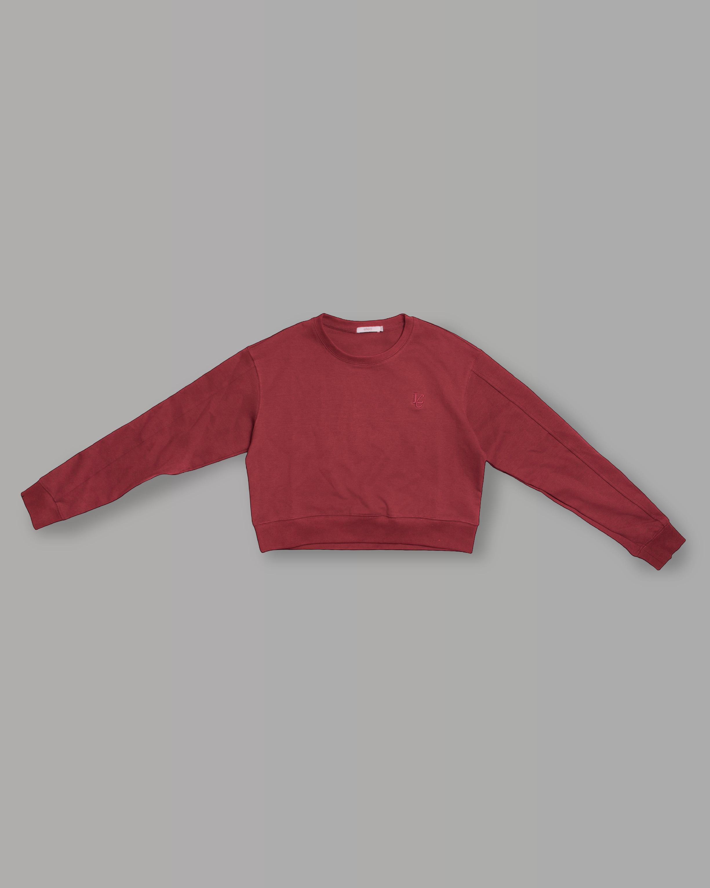 Felpa Crop Girocollo - Bordeaux