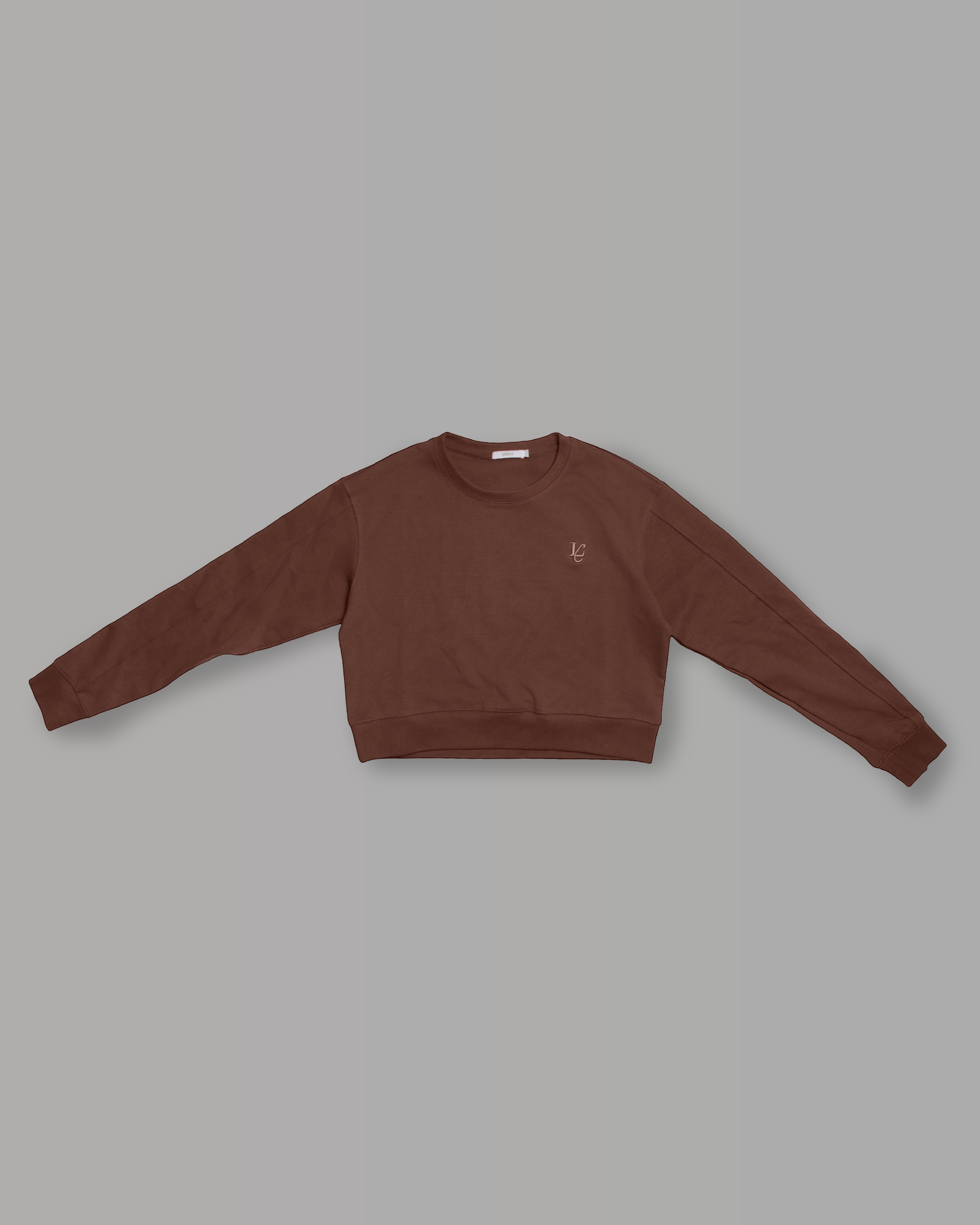 Felpa Crop Girocollo - Cioccolato