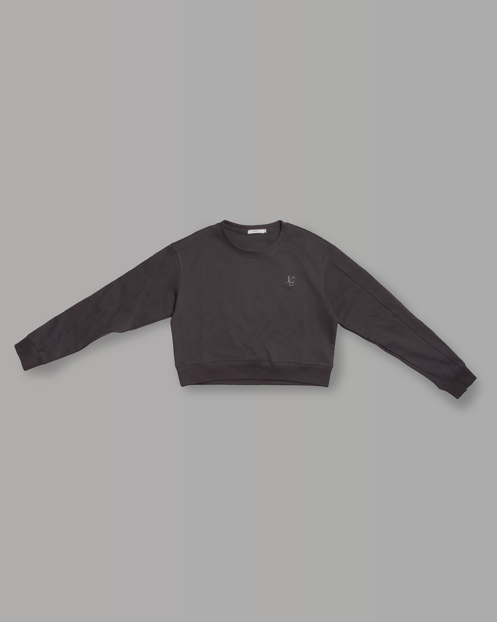 Felpa Crop Girocollo - Grigio Fumo