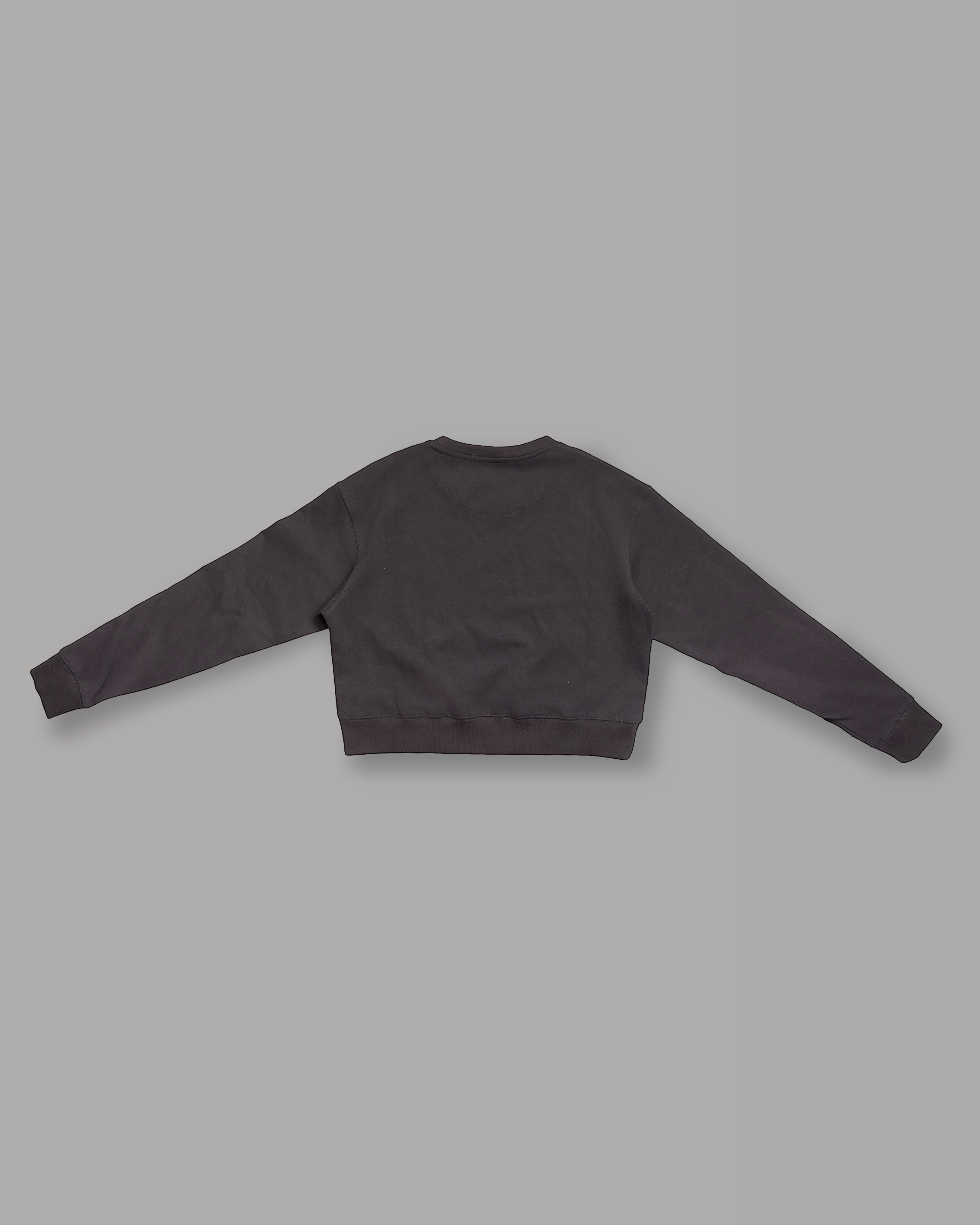 Felpa Crop Girocollo - Grigio Fumo