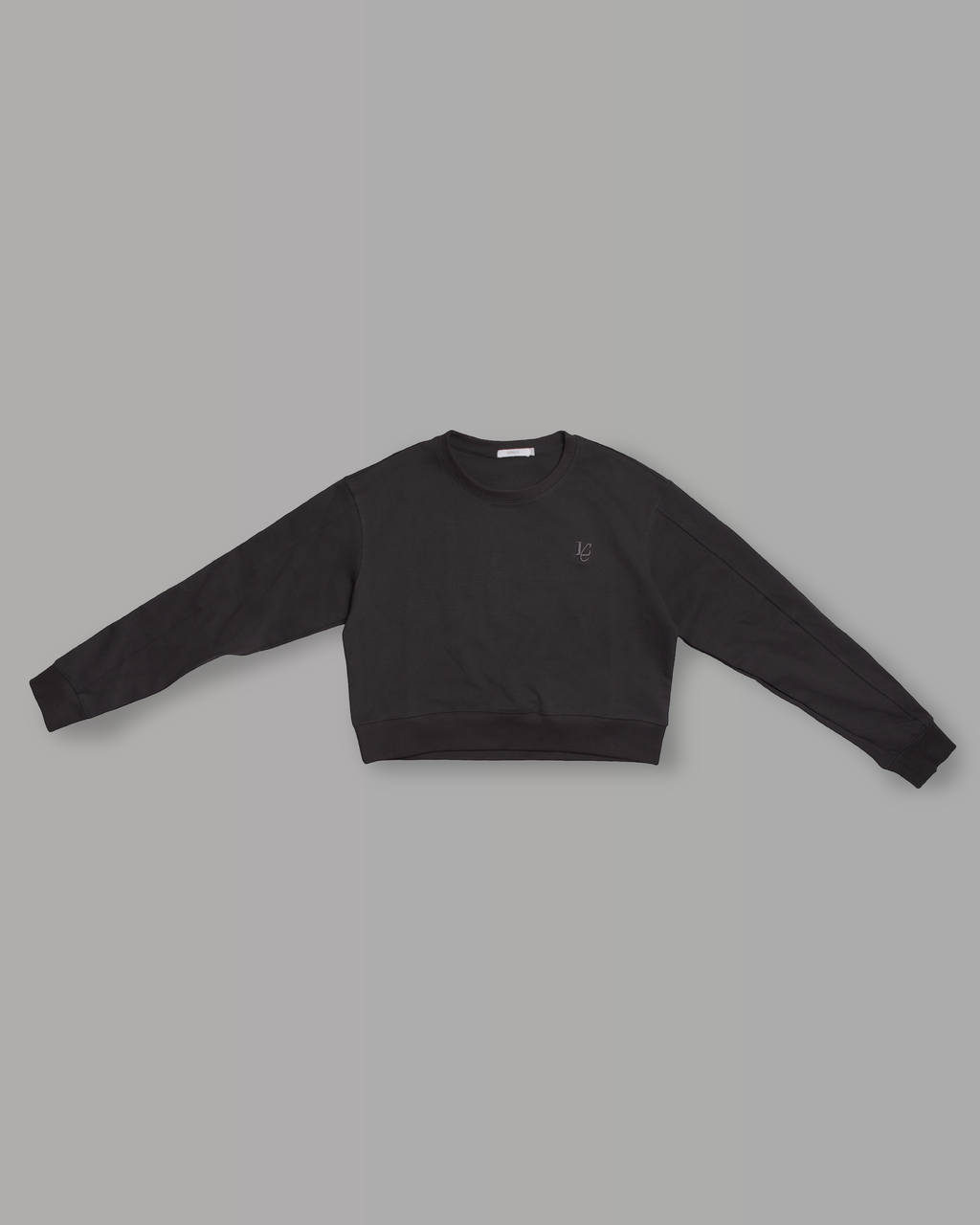 Felpa Crop Girocollo - Black